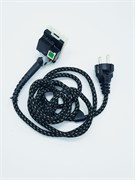 Шнур Б/У сетевой для утюга в тканевой оплётке 192 см,черный RTS17476000008533981-Б/У